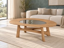 Kulatý dubový konferenční stolek 120 cm – Přírodní dub Gavi