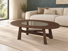 Kulatý dubový konferenční stolek 120 cm – Tabak dub Gavi